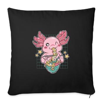 Ramen drôle d’axolotl - Housse de coussin décorative 45 x 45 cm - noir - Devant