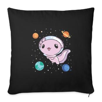 Lustiges Axolotl Weltraum - Sofakissenbezug 45 x 45 cm - Schwarz - Vorne