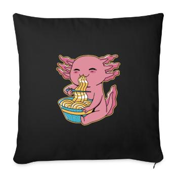 Ramen drôle d’axolotl - Housse de coussin décorative 45 x 45 cm - noir - Devant