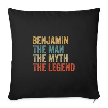Benjamin the man the myth - Sofa pillowcase 17,3'' x 17,3'' (45 x 45 cm) - black - Front
