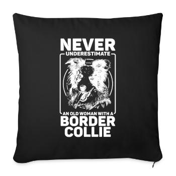 Unique border collie design for - Sofa pillowcase 17,3'' x 17,3'' (45 x 45 cm) - black - Front