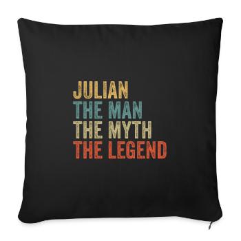 Julian the man the myth - Sofa pillowcase 17,3'' x 17,3'' (45 x 45 cm) - black - Front