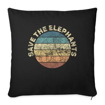 Elephant Spiritual Animal in Retro Vintage Look - Sofa pillowcase 17,3'' x 17,3'' (45 x 45 cm) - black - Front
