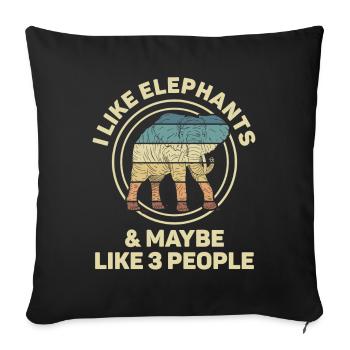 Éléphant Animal amour Design Vintage - Housse de coussin décorative 45 x 45 cm - noir - Devant