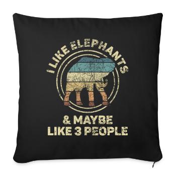 Éléphant Animal amour Design Vintage - Housse de coussin décorative 45 x 45 cm - noir - Devant