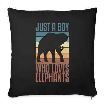 Éléphant Animal amour rétro Design - Housse de coussin décorative 45 x 45 cm - noir - Devant
