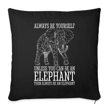 Éléphant Animal amour Design Vintage - Housse de coussin décorative 45 x 45 cm - noir - Devant