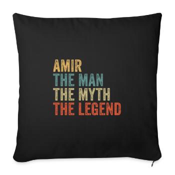 Amir l’homme, le mythe - Housse de coussin décorative 45 x 45 cm - noir - Devant