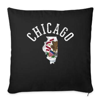 Chicago USA Flag Patriotic Design - Sofa pillowcase 17,3'' x 17,3'' (45 x 45 cm) - black - Front