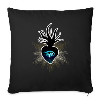 Burning holy heart: lost love - Sofa pillowcase 17,3'' x 17,3'' (45 x 45 cm) - black - Front