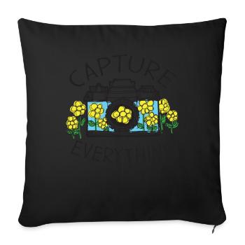 Capture Everything Lively Floral Camera Visual - Sofakissenbezug 45 x 45 cm - Schwarz - Vorne