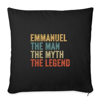 Emmanuel the man the myth - Sofa pillowcase 17,3'' x 17,3'' (45 x 45 cm) - black - Front