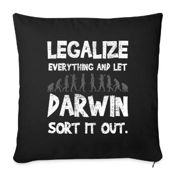 Evolutionary humor meets Darwinism - Sofa pillowcase 17,3'' x 17,3'' (45 x 45 cm) - black - Front