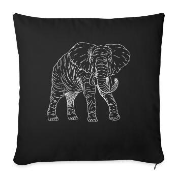 d’éléphant Animal Rétro Vintage Design - Housse de coussin décorative 45 x 45 cm - noir - Devant