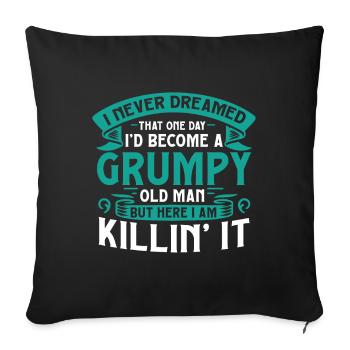 Idée de cadeau grand-père Grand-père Devenez un vieux - Housse de coussin décorative 45 x 45 cm - noir - Devant