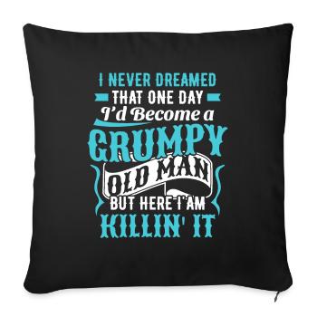 Idée de cadeau grand-père grand-père Devenez un vieil homme - Housse de coussin décorative 45 x 45 cm - noir - Devant