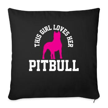 Collection de conception d’œuvres d’art uniques Pitbull Girl - Housse de coussin décorative 45 x 45 cm - noir - Devant
