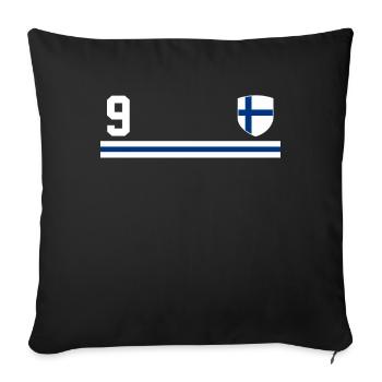 Entdecken Sie Helsinki mit der finnischen Flagge - Sofakissenbezug 45 x 45 cm - Schwarz - Vorne