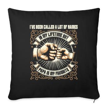 Idée de cadeau papa père fils appelé beaucoup de noms - Housse de coussin décorative 45 x 45 cm - noir - Devant