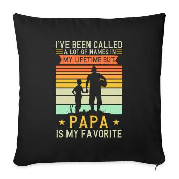 Idée de cadeau papa père fils appelé beaucoup de noms - Housse de coussin décorative 45 x 45 cm - noir - Devant
