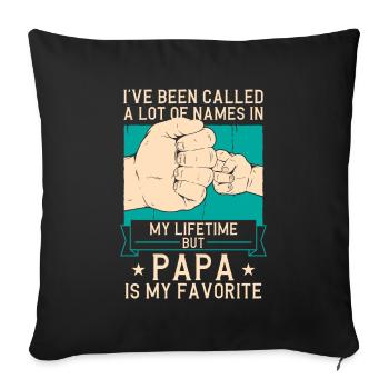 Idée de cadeau papa père fils appelé beaucoup de noms - Housse de coussin décorative 45 x 45 cm - noir - Devant