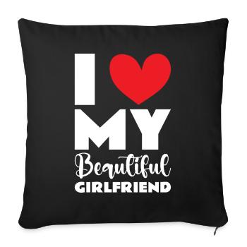 Paare Liebe Herz Freund Geschenkidee Beziehung - Sofakissenbezug 45 x 45 cm - Schwarz - Vorne