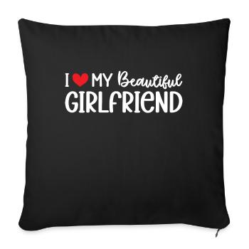 Paare Liebe Herz Freund Geschenkidee Beziehung - Sofakissenbezug 45 x 45 cm - Schwarz - Vorne