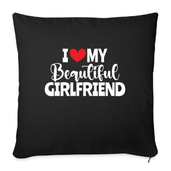 Paare Liebe Herz Freund Geschenkidee Beziehung - Sofakissenbezug 45 x 45 cm - Schwarz - Vorne