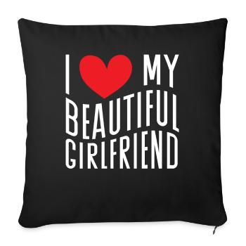 Paare Liebe Herz Freund Geschenkidee Beziehung - Sofakissenbezug 45 x 45 cm - Schwarz - Vorne