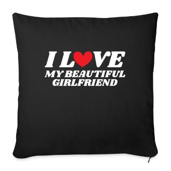 Paare Liebe Herz Freund Geschenkidee Beziehung - Sofakissenbezug 45 x 45 cm - Schwarz - Vorne