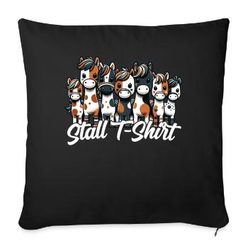 Pferde Stall Geschenk Gbeurtstag Reiten - Sofakissenbezug 45 x 45 cm - Schwarz - Vorne