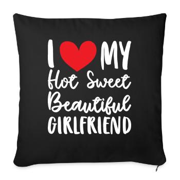 Paare Liebe Herz Freund Geschenkidee Beziehung - Sofakissenbezug 45 x 45 cm - Schwarz - Vorne