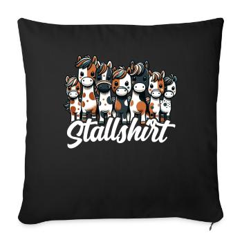 Pferde Stall Geschenk Gbeurtstag Reiten - Sofakissenbezug 45 x 45 cm - Schwarz - Vorne