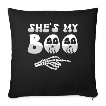 Halloween Saying Men Funny She's My Boo - Sofa pillowcase 17,3'' x 17,3'' (45 x 45 cm) - black - Front