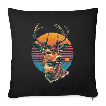 Rétro des années 80 néon Cool cerf Animal renne vintage - Housse de coussin décorative 45 x 45 cm - noir - Devant