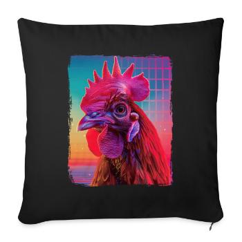Funny Retro 80s Neon Pink Cool Chicken Bird Sunset - Sofa pillowcase 17,3'' x 17,3'' (45 x 45 cm) - black - Front