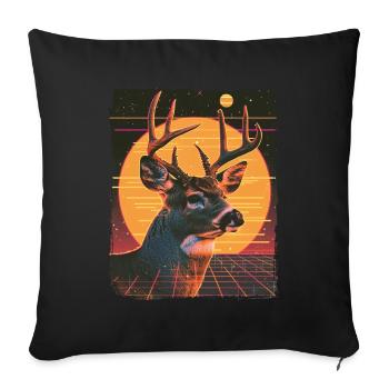 Rétro des années 80 néon Cool cerf Animal renne vintage - Housse de coussin décorative 45 x 45 cm - noir - Devant