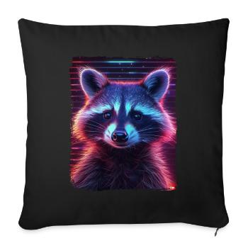 Retro 80s Neon Pink Cool Raccoon Animal Mammal - Sofa pillowcase 17,3'' x 17,3'' (45 x 45 cm) - black - Front