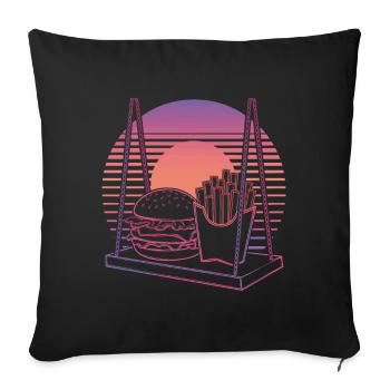 Pink Sunset Burger Fries Fast Food Best Friend - Sofa pillowcase 17,3'' x 17,3'' (45 x 45 cm) - black - Front