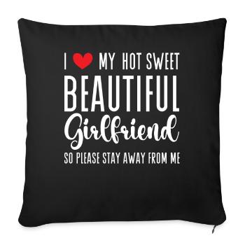 J’aime ma copine Couples Love idée cadeau - Housse de coussin décorative 45 x 45 cm - noir - Devant