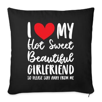 J’aime ma copine Couples Love idée cadeau - Housse de coussin décorative 45 x 45 cm - noir - Devant