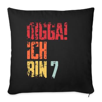 7. Geburtstag 7 Jahre Geschenk Spruch - Sofakissenbezug 45 x 45 cm - Schwarz - Vorne