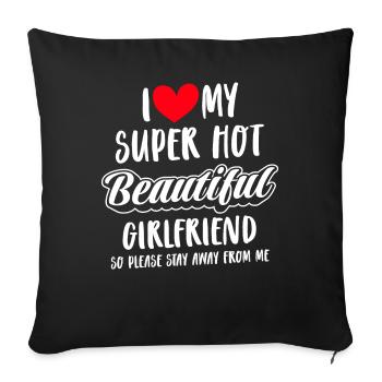 I Love My Girlfriend Couples Boyfriend Gift Idea - Sofa pillowcase 17,3'' x 17,3'' (45 x 45 cm) - black - Front