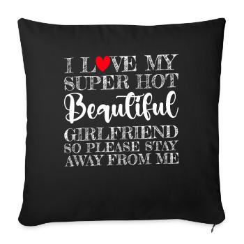 J’aime ma copine Couple Idée cadeau petit ami - Housse de coussin décorative 45 x 45 cm - noir - Devant