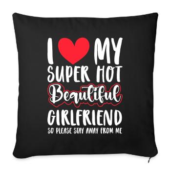 I Love My Girlfriend Couples Boyfriend Gift Idea - Sofa pillowcase 17,3'' x 17,3'' (45 x 45 cm) - black - Front