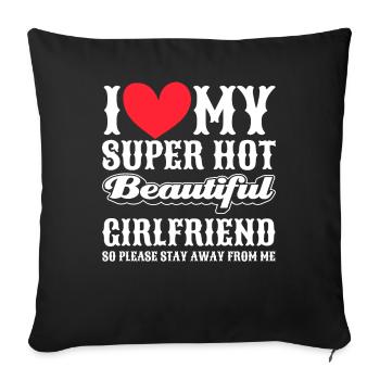 J’aime ma copine Couple Idée cadeau petit ami - Housse de coussin décorative 45 x 45 cm - noir - Devant