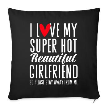 I Love My Girlfriend Couples Boyfriend Gift Idea - Sofa pillowcase 17,3'' x 17,3'' (45 x 45 cm) - black - Front