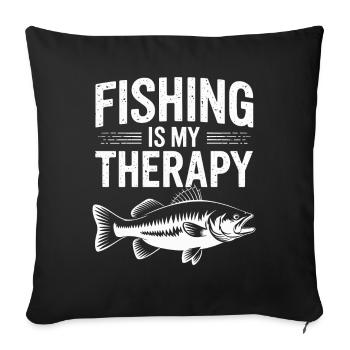 Pêcheur drôle de dicton pêche - Housse de coussin décorative 45 x 45 cm - noir - Devant