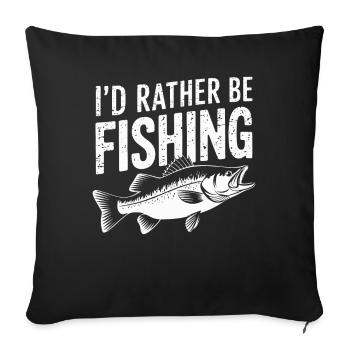 Pêcheur drôle de dicton pêche - Housse de coussin décorative 45 x 45 cm - noir - Devant