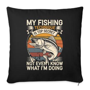 Pêcheur drôle de dicton pêche - Housse de coussin décorative 45 x 45 cm - noir - Devant